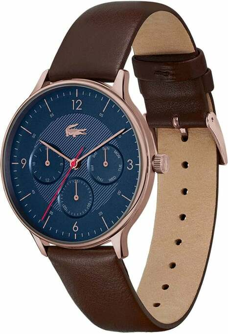 Montre Lacoste Homme Réf. 2011141 - Cadran Bleu Multifonctions, Bracelet Cuir Marron vue 2