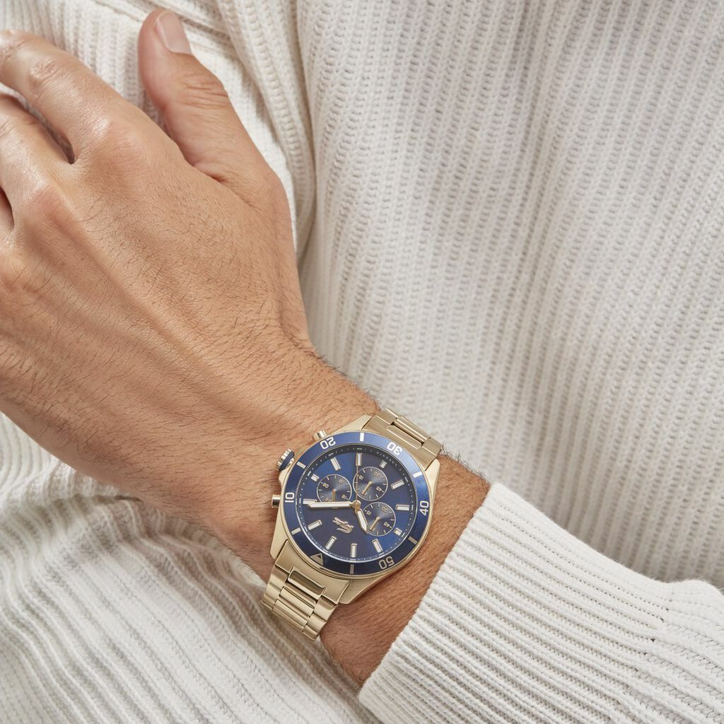 Montre Homme Lacoste 2011151 Tiebreaker en Acier Doré et Cadran Bleu vue 4
