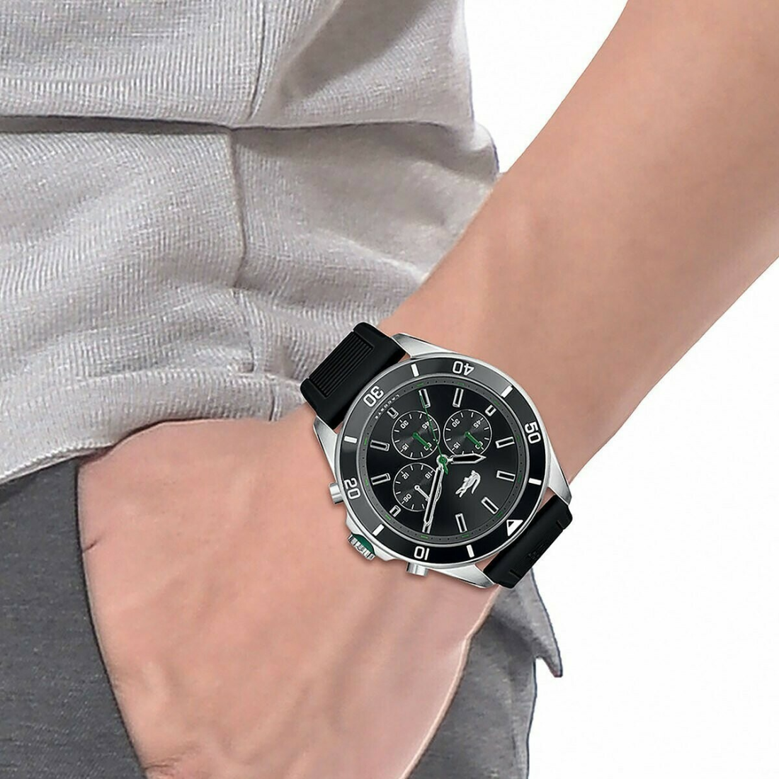 Montre Homme Lacoste 2011152 Tiebreaker - Cadran Multifonctions Noir, Bracelet Silicone Noir vue 4