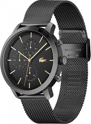 Montre Homme Lacoste 2011194 Chronographe Noir Acier Maille Milanaise vue 2