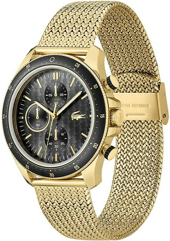 Montre Homme Lacoste 2011254 - Boîtier Bicolore Acier Doré & Bracelet Maille Milanaise vue 2