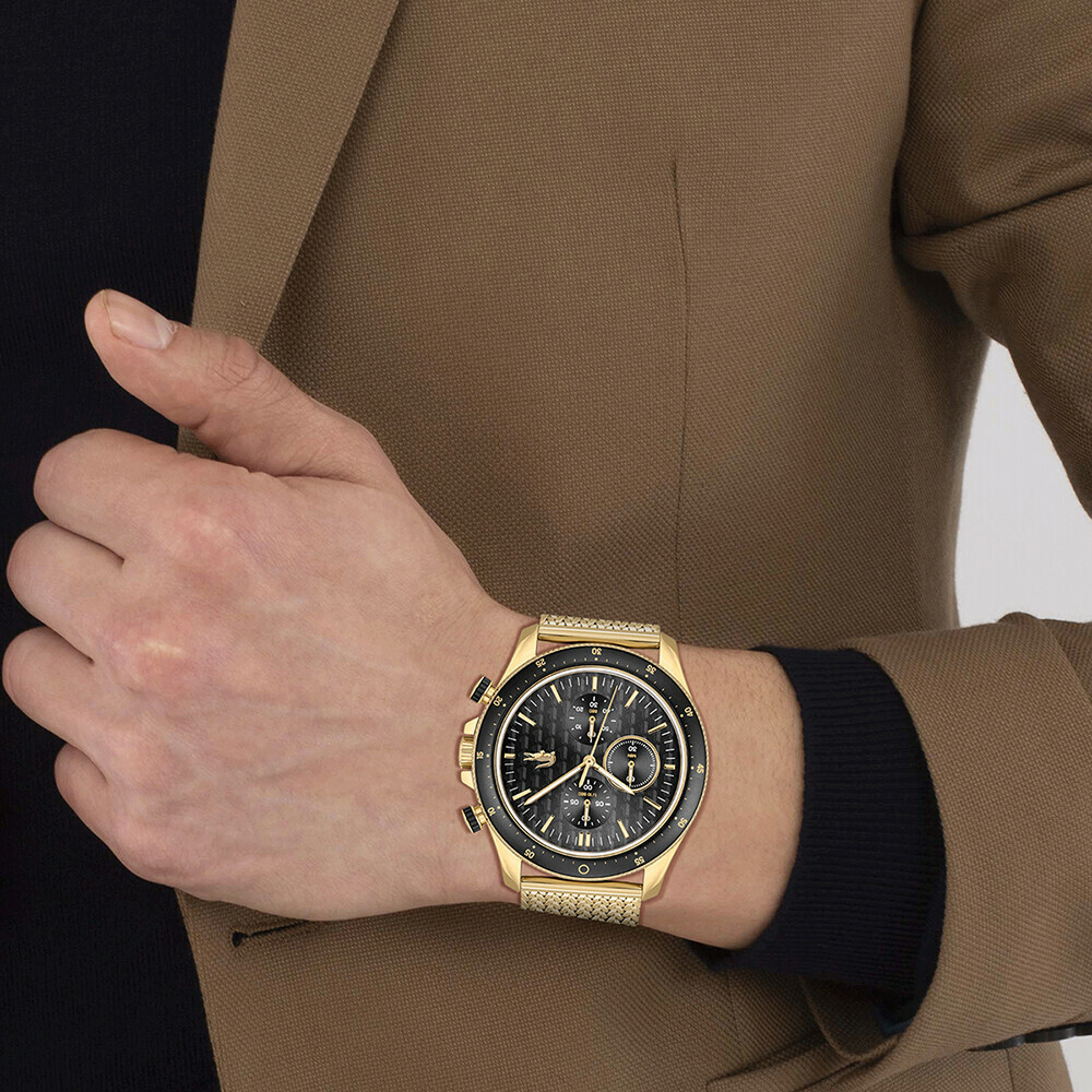 Montre Homme Lacoste 2011254 - Boîtier Bicolore Acier Doré & Bracelet Maille Milanaise vue 4