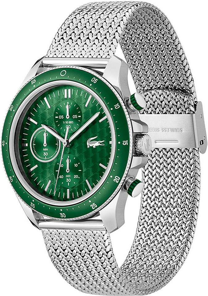 Montre Homme Lacoste Neoheritage 2011255 - Cadran Vert, Boîtier Bicolore et Bracelet Maille Milanaise Argenté vue 2