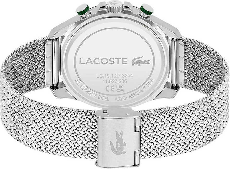 Montre Homme Lacoste Neoheritage 2011255 - Cadran Vert, Boîtier Bicolore et Bracelet Maille Milanaise Argenté vue 3