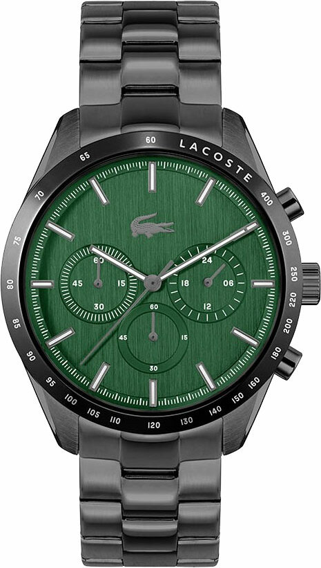 Montre Homme Lacoste Boston 2011270 - Boîtier Acier Noir, Cadran Vert Multifonctions