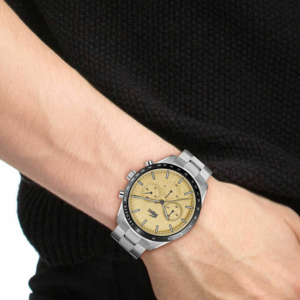 Montre Lacoste 2011271 Boston en Acier Argenté et Cadran Doré vue 3