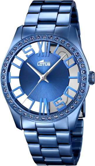 Montre Femme Lotus Trendy L18251/1 Cadran Squelette Bleu Acier