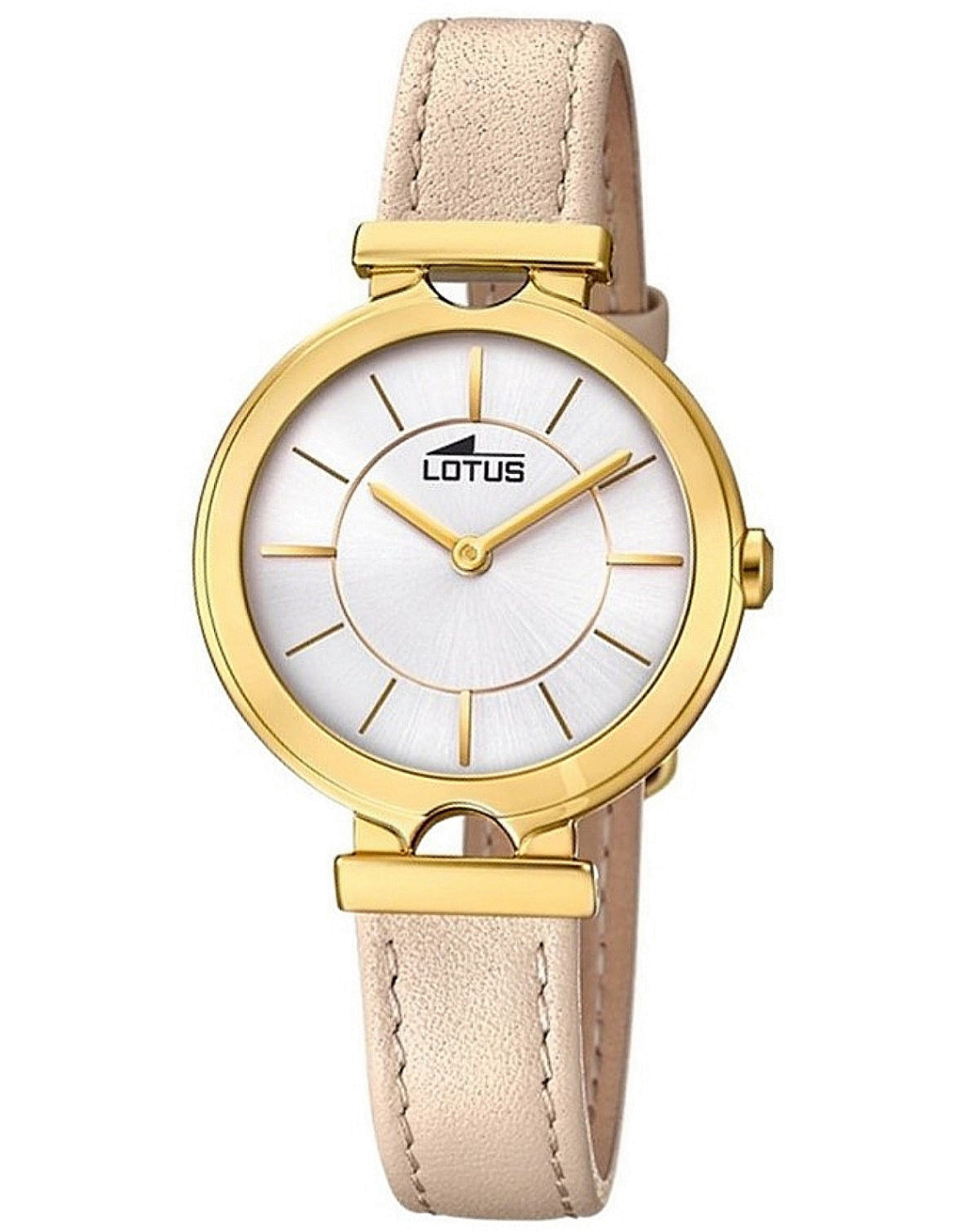 Montre Femme Lotus L18452/1 en Or et Cadran Argent, Bracelet Cuir Beige
