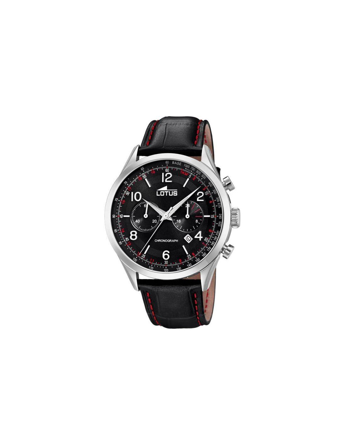 Montre Homme Lotus L18557/4 Acier Inoxydable, Cadran Bleu et Bracelet Cuir Noir