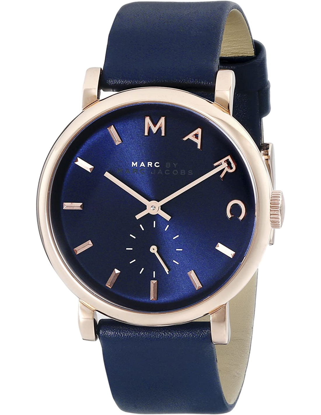 Montre Femme Marc by Marc Jacobs Baker MBM1329 Cadran et bracelet bleu marine, boîtier or rose