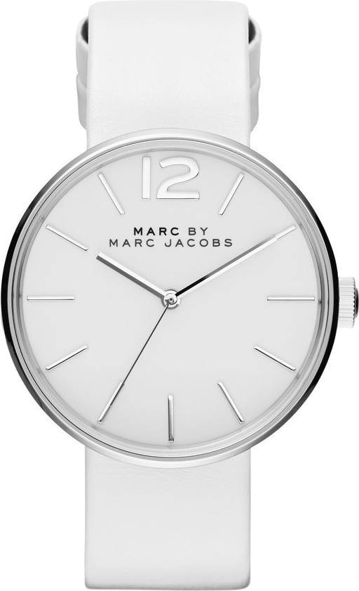 Montre Femme Marc Jacobs Peggy MBM1361 - Cadran Argent, Bracelet Cuir Blanc
