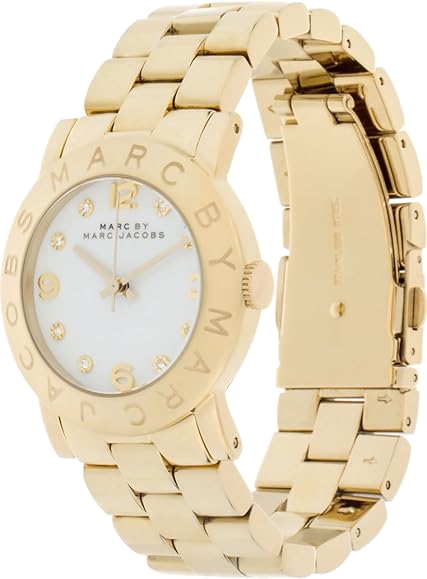 Montre Femme Marc Jacobs Amy MBM3056 en acier doré avec cadran blanc et index pierres vue 2