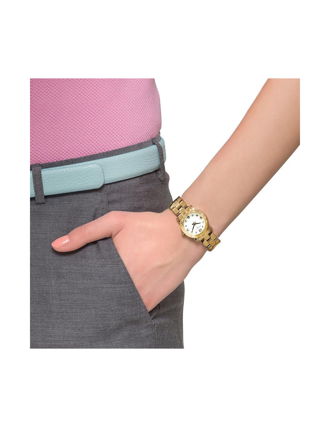 Montre Femme Marc Jacobs MBM3057 - Boîtier Acier Doré Jaune 26mm, Cadran Blanc vue 4