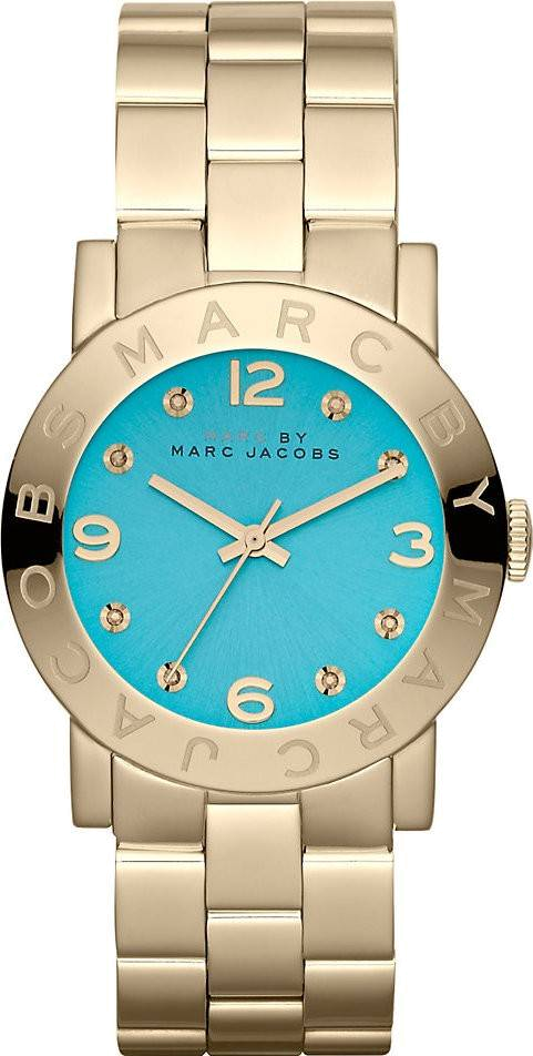 Montre Femme Marc Jacobs Amy MBM3220 - Cadran Turquoise, Boîtier et Bracelet Acier Doré