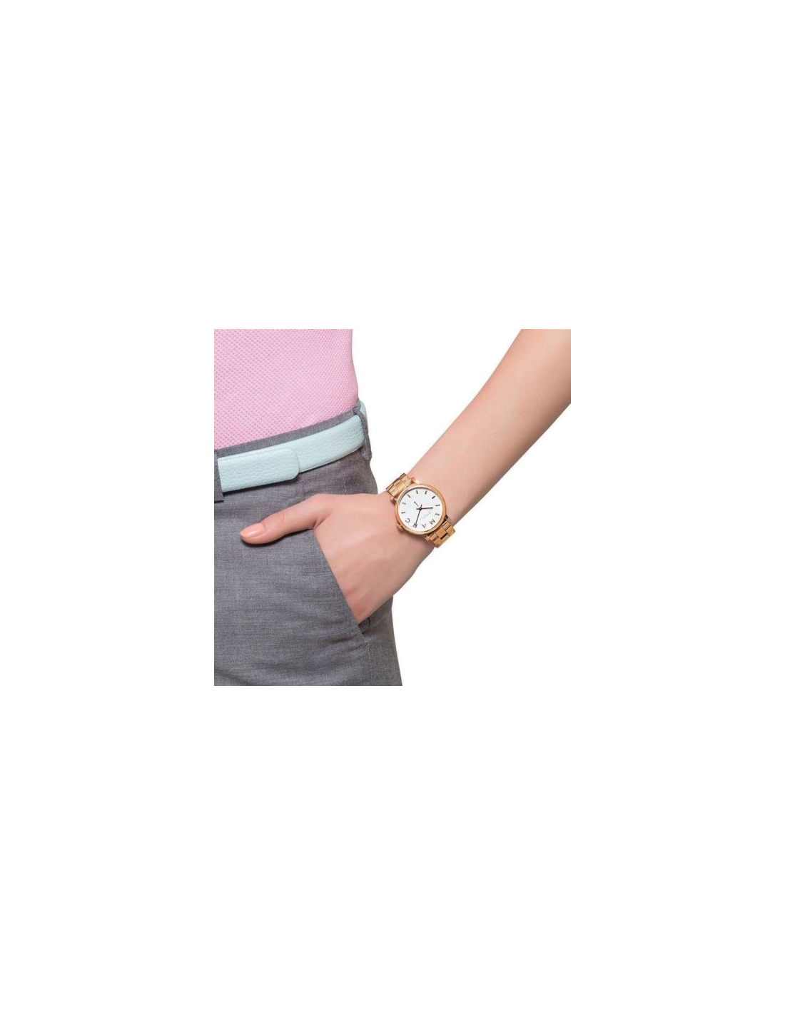 Montre Femme Marc Jacobs MBM3244 - Boîtier Acier Or Rose, Cadran Blanc à Lettres vue 3