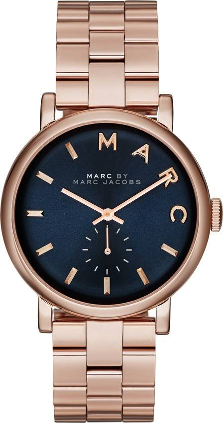 Montre Femme Marc Jacobs MBM3330 Cadran Bleu & Bracelet Acier Or Rose