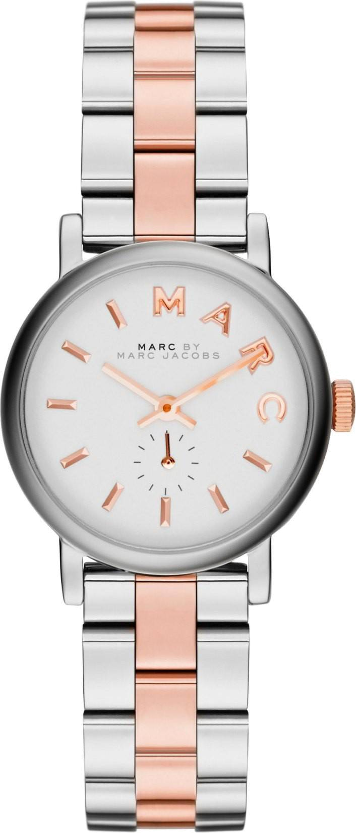 Montre Femme Marc Jacobs Baker MBM3331 en Acier Bicolore Argenté et Or Rose