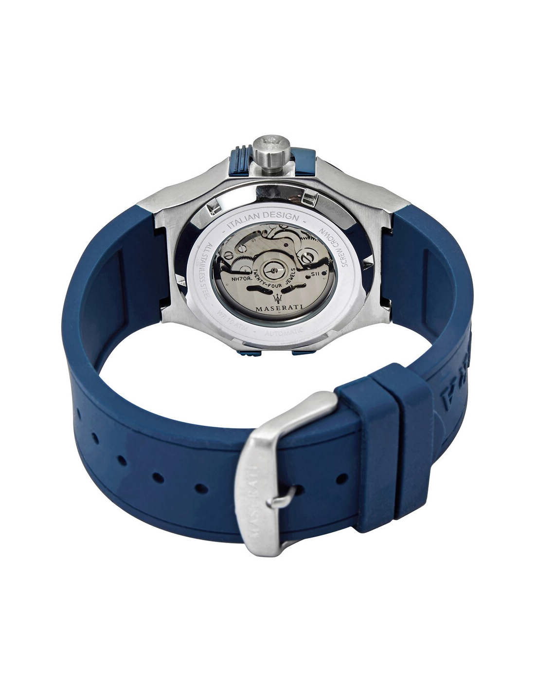Maserati Potenza R8821108028 - Montre automatique homme avec cadran squelette et bracelet silicone bleu vue 4