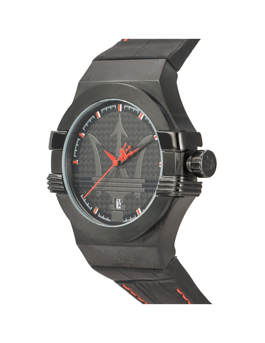 Montre Homme Maserati Potenza R8851108010 Cadran Noir Bracelet Cuir Rouge vue 4
