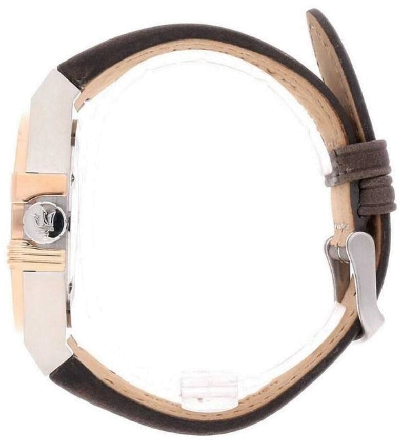 Montre Homme Maserati Potenza R8851108014, cadran noir, boîtier argent, bracelet cuir marron vue 3