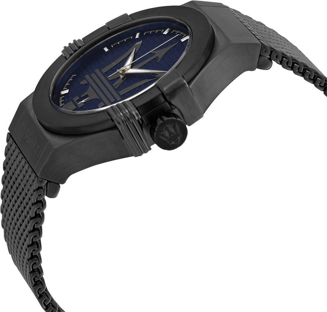 Montre Homme Maserati Potenza R8853108005 Cadran Bleu Bracelet Maille Milanaise Gris vue 2