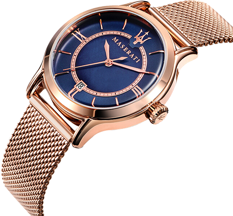 Montre Maserati Femme R8853118503 - Cadran Bleu, Maille Milanaise Or Rose vue 2