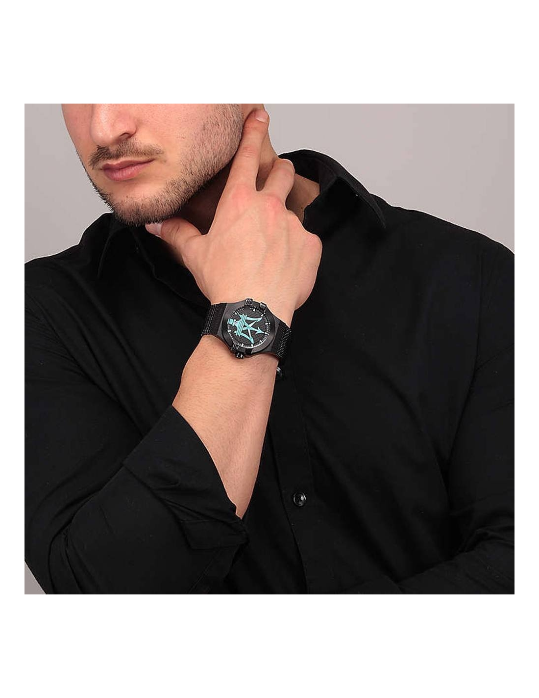 Montre Maserati Potenza Aqua Edition Homme R8853144002, Boîtier et Bracelet Acier Noir vue 5