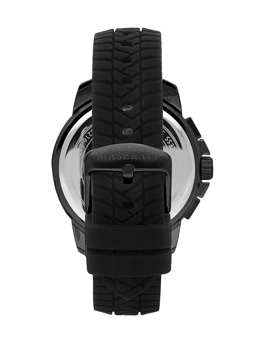 Montre Homme Maserati Successo R8871621010 - Cadran blanc, boîtier noir, bracelet silicone noir vue 2