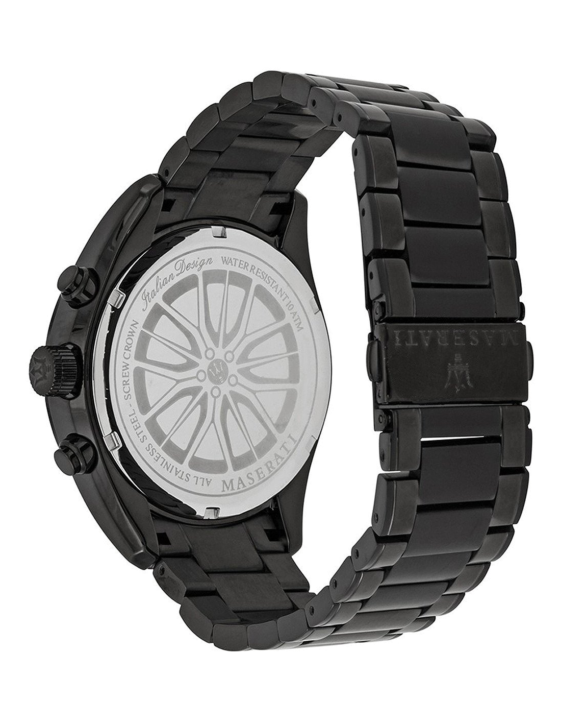 Montre Homme Maserati Traguardo R8873612002, boîtier et bracelet acier noir vue 3