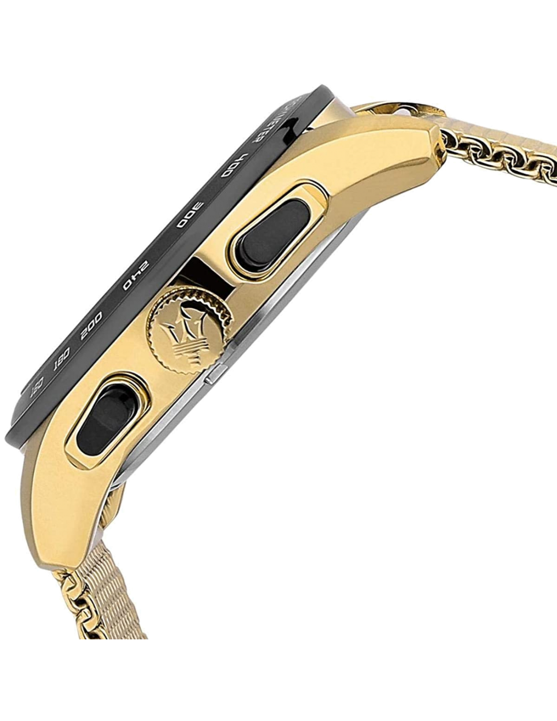 Montre Homme Maserati Traguardo R8873612010, Cadran Noir, Boîtier et Bracelet Maille Milanaise Or vue 2