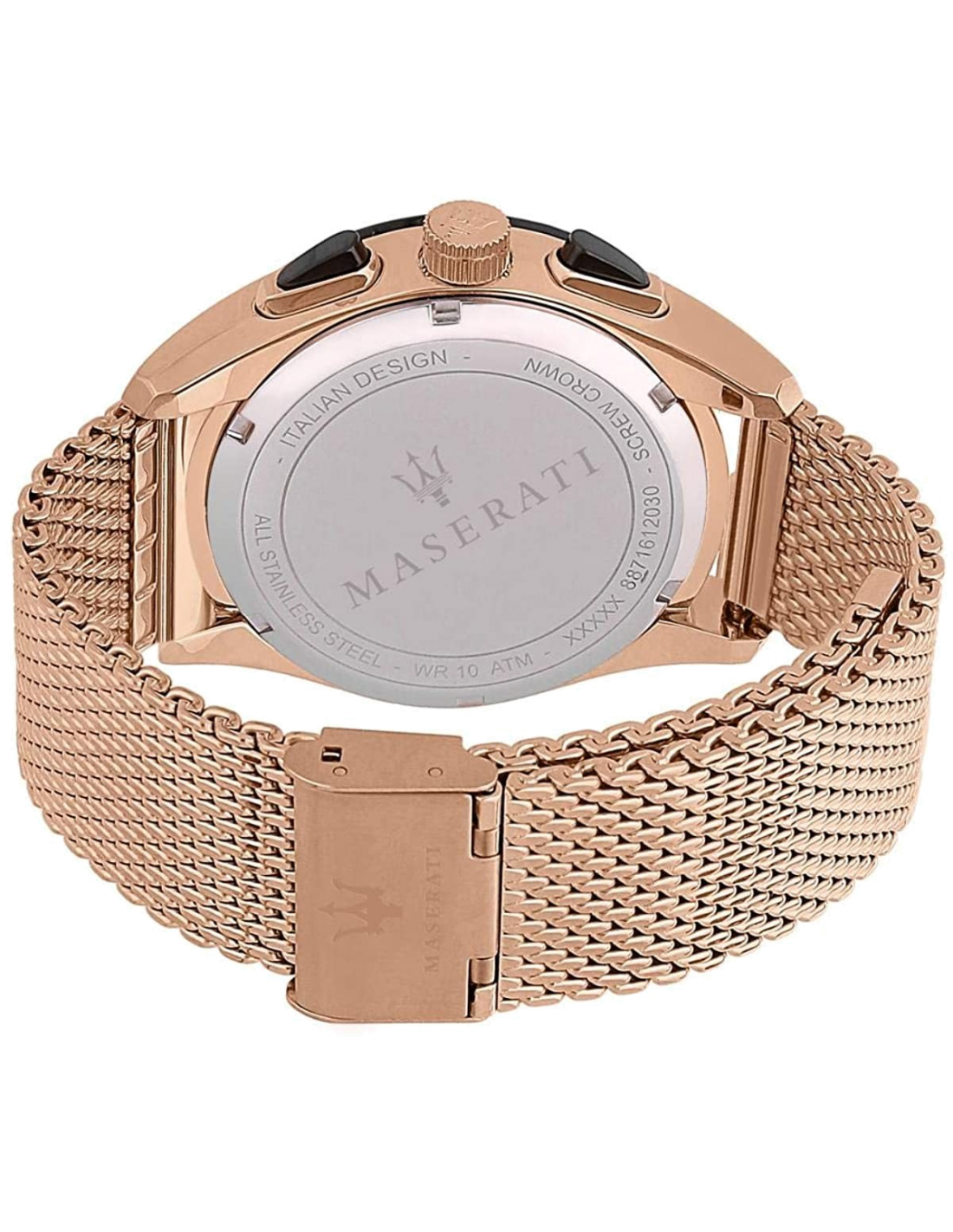 Montre Homme Maserati Traguardo R8873612011 bracelet maille milanaise or rose vue 2