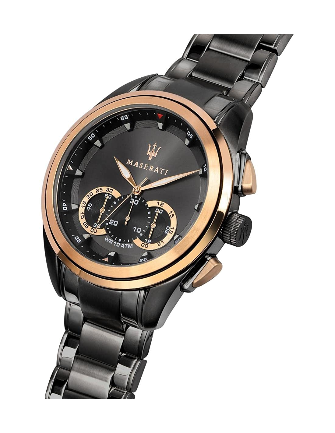 Montre Maserati Traguardo Homme R8873612016 - Boîtier or rose, cadran et bracelet acier noir vue 2