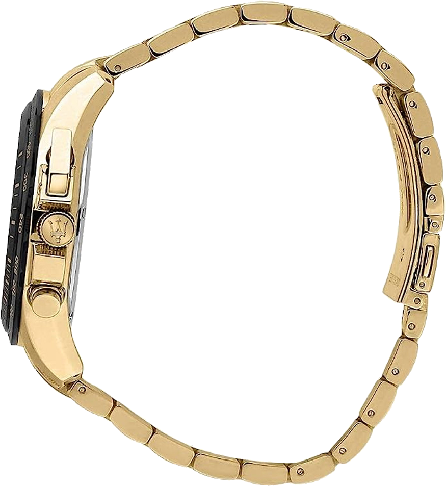 Montre Homme Maserati Traguardo R8873612041 chronographe Cadran noir Bracelet en acier inoxydable doré vue 2