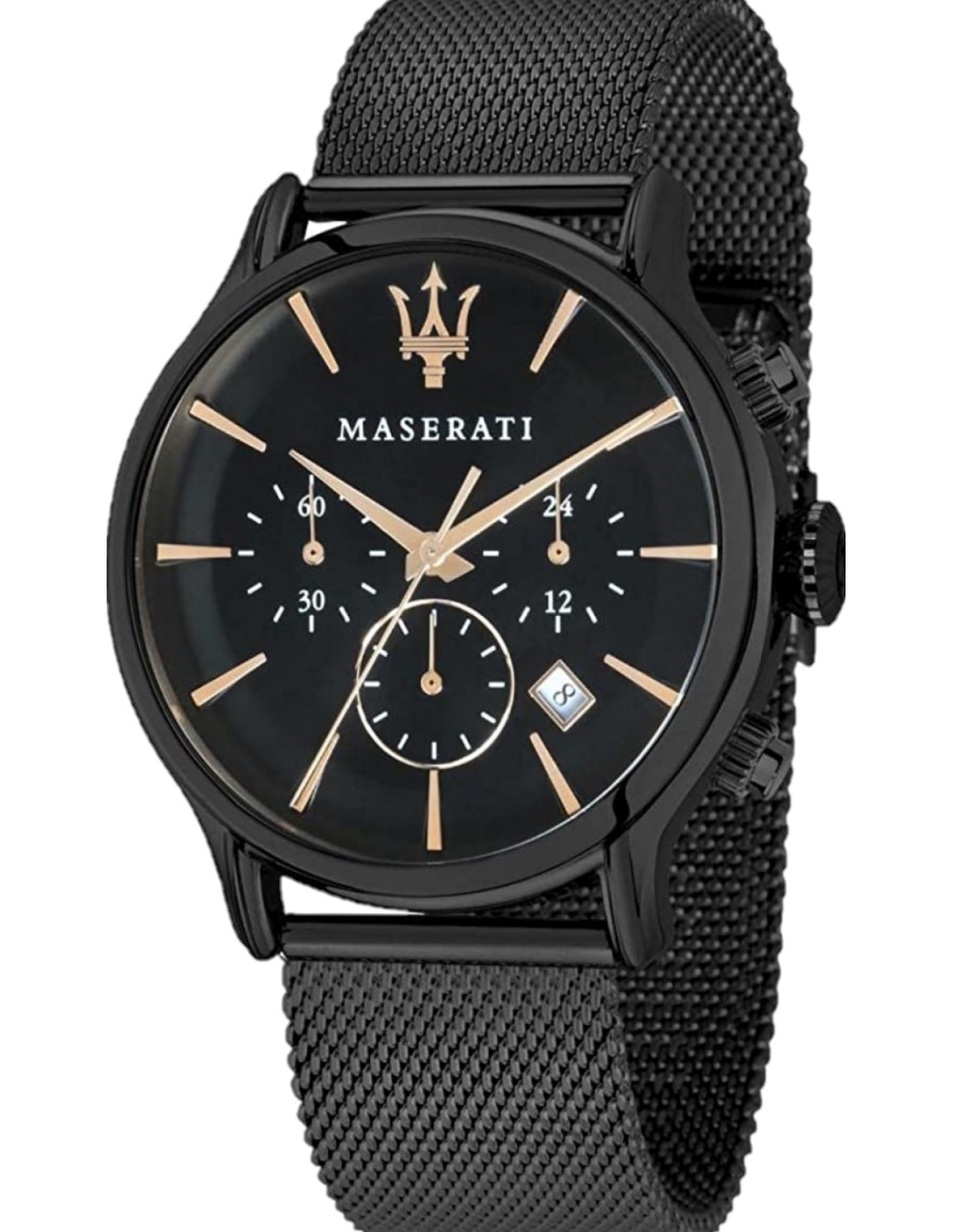 Montre Homme Maserati Epoca R8873618006 - Boîtier et bracelet acier noir, maille milanaise