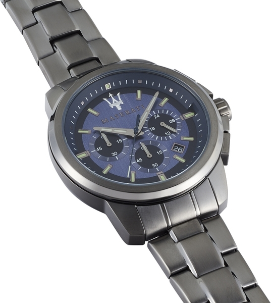 Montre Homme Maserati Successo R8873621005 - Boîtier acier noir, cadran bleu, bracelet acier vue 3