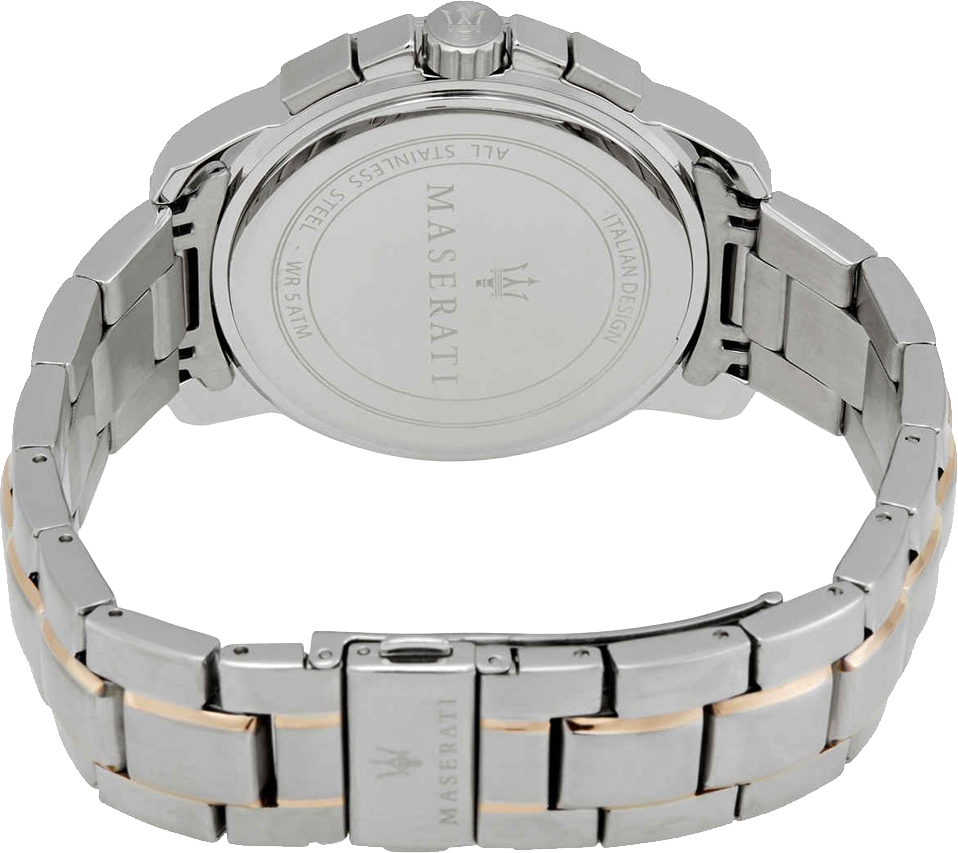 Montre Homme Maserati Successo R8873621008 chronographe cadran bleu bracelet en acier inoxydable bicolore vue 3