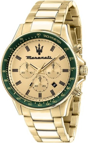 Montre Homme Maserati Sfida R8873640005 Cadran Vert Acier Doré Jaune