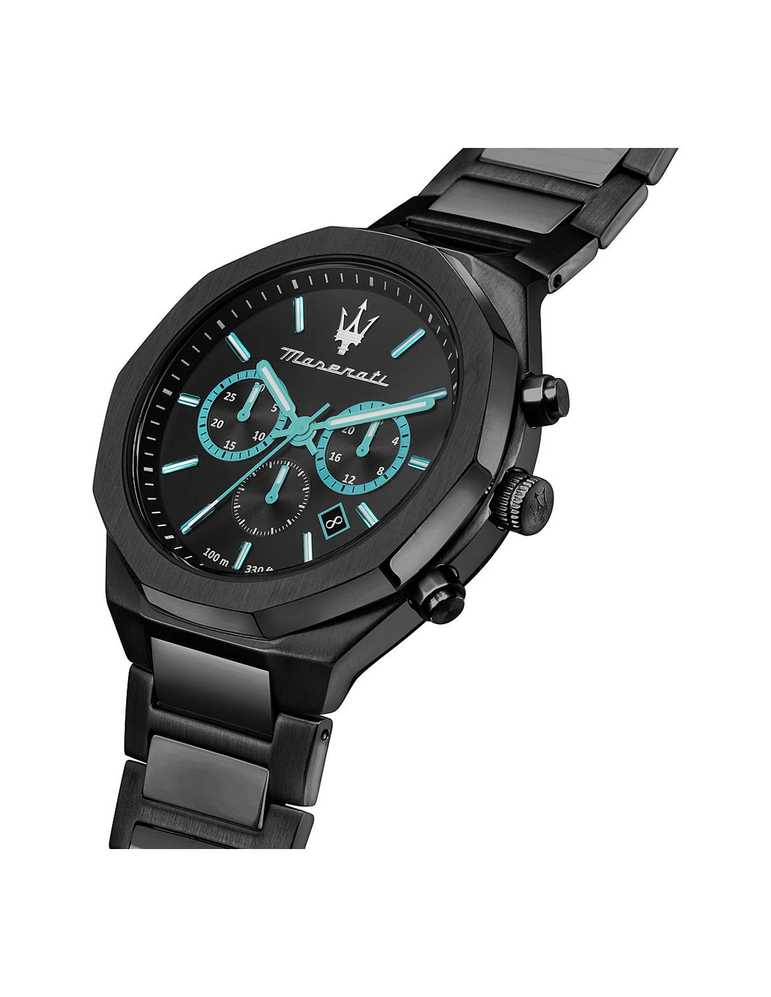 Montre Homme Maserati Stile Aqua Edition R8873644001 - Boîtier Acier Noir & Accents Turquoise vue 2