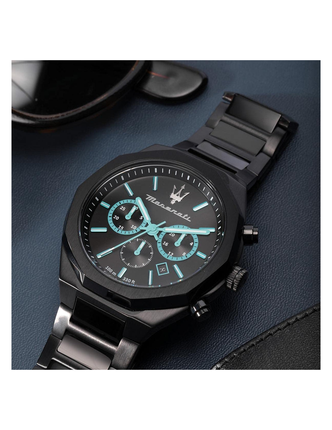 Montre Homme Maserati Stile Aqua Edition R8873644001 - Boîtier Acier Noir & Accents Turquoise vue 4