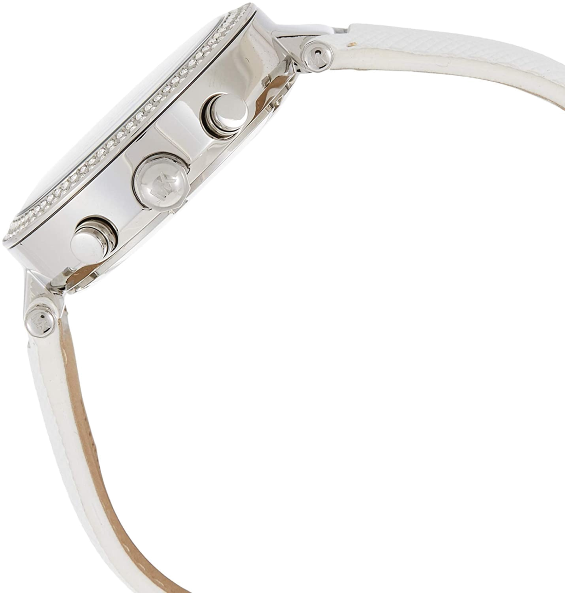 Montre Femme Michael Kors MK2277 - Cadran Blanc, Bracelet Cuir Blanc, Lunette Cristaux vue 2