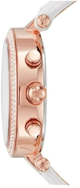 Montre Femme Michael Kors MK2281 Parker - Chronographe Or Rose, Cadran Blanc et Bracelet Cuir Blanc vue 2