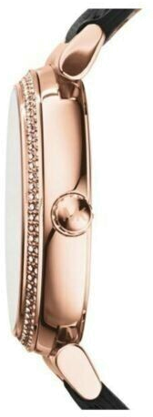 Montre Michael Kors Catlin MK2376 pour Femme - Cadran Fuchsia, Boîtier Or Rose, Bracelet Cuir Noir vue 2