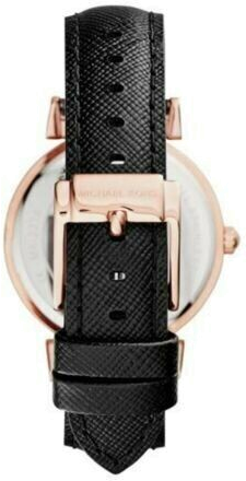 Montre Michael Kors Catlin MK2376 pour Femme - Cadran Fuchsia, Boîtier Or Rose, Bracelet Cuir Noir vue 3
