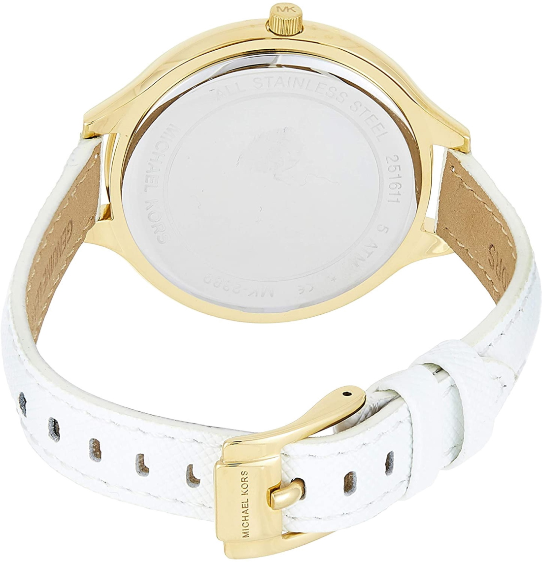 Montre Femme Michael Kors MK2389 Runway - Boîtier Or, Cadran Blanc & Bracelet Cuir vue 2