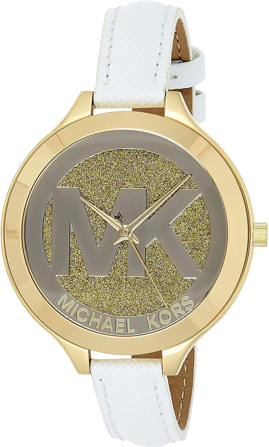 Montre Femme Michael Kors MK2389 Runway - Boîtier Or, Cadran Blanc & Bracelet Cuir vue 3