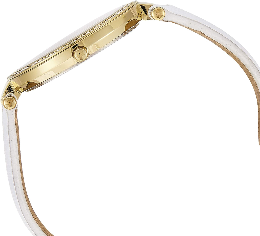 Montre Michael Kors Darci MK2391 - Cadran doré, bracelet cuir blanc pour femme vue 2