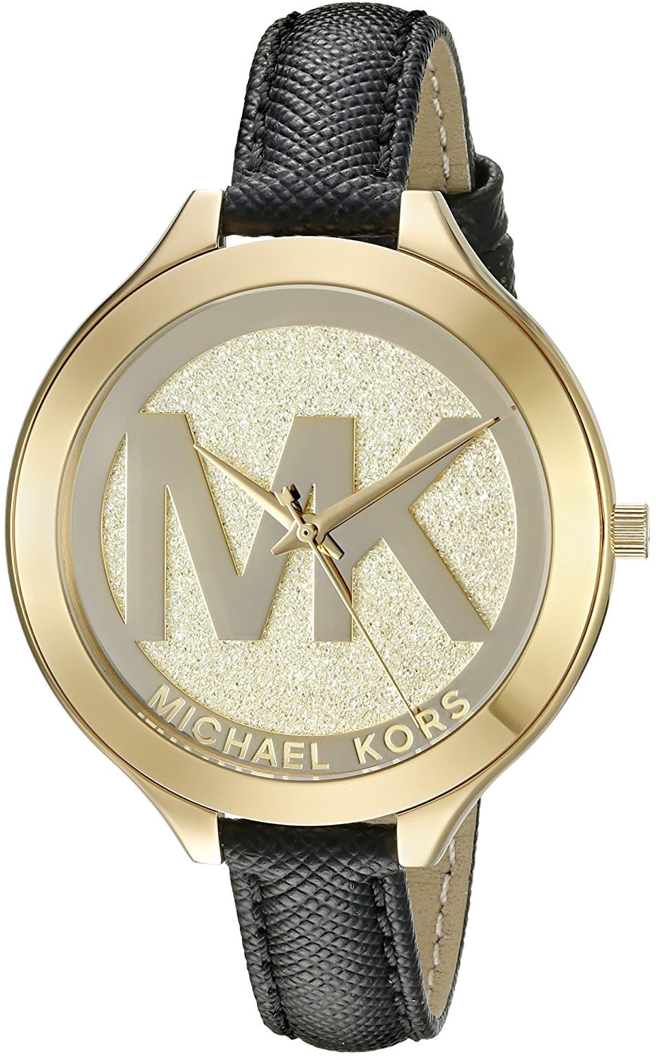 Montre Femme Michael Kors MK2392 - Cadran Or et Bracelet Cuir Noir