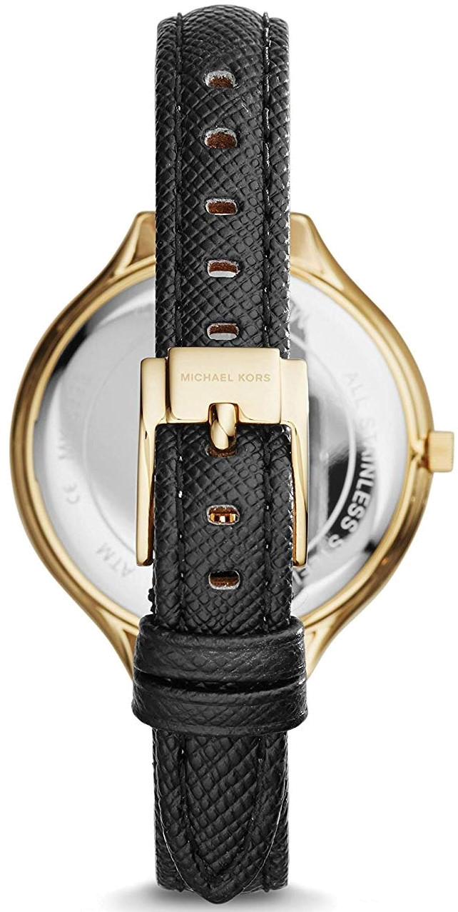 Montre Femme Michael Kors MK2392 - Cadran Or et Bracelet Cuir Noir vue 3