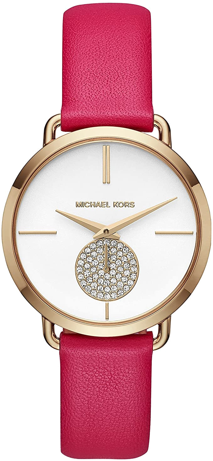 Montre Michael Kors MK2710 pour Femme, Cadran Blanc et Bracelet Cuir Rose vue 2