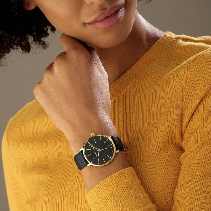 Montre Femme Michael Kors Pyper MK2747 bracelet cuir noir vue 5